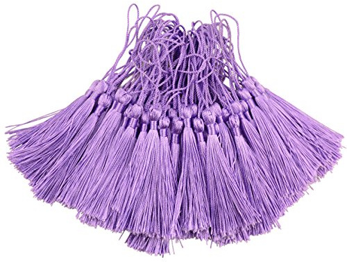 100 stücke 13 cm / 5 Zoll Handgemachte Gerade Tassle mit 2 Zoll Schleife für die Herstellung von Schmuck, Souvenirs, Lesezeichen, DIY Handwerk Zubehör (Violett)