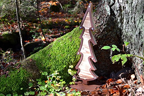 Unbekannt Tannenbaum auf Platte Metall Holz Rost Edelrost Holzfigur Rostfigur Deko Dekoration Deko-Idee Weihnachtsdeko Holzdeko Rostdeko Geschenk-Idee Geschenk