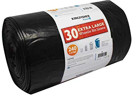 Kingfisher BB3 240 Litre Grande Sacs Poubelle de qualité/Sac à Ordures Ménagères Noir (2 x 30 Sacs)