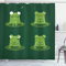 ABAKUHAUS Marrant Rideau de Douche, Les Grenouilles dans l'étang Lily Pad, Tissu Ensemble de Décor de Salle de Bain avec Crochets, 175 cm x 180 cm, Vert Chasseur