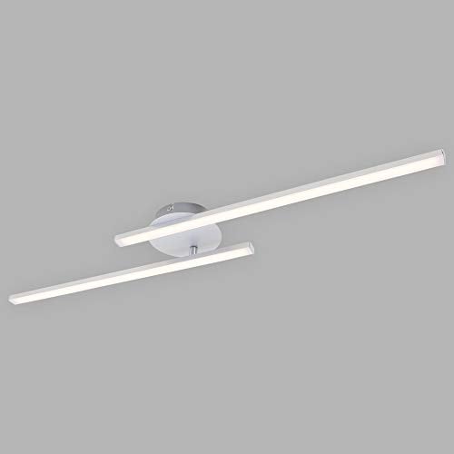 Briloner Leuchten LED Deckenleuchte,3163-029 Deckenlampe 2-flammig, 1.400 Lumen, 3.000 Kelvin (warmweiß), 18 Watt, Aluminiumfarbig, 782x120x61mm (LxBxH), 9 W, Aluminium Farbig