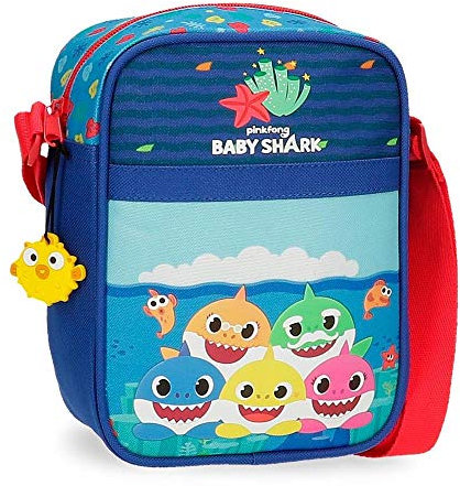 Baby Shark Happy Family Umhängetasche Blau 15x19x10 cms Polyester