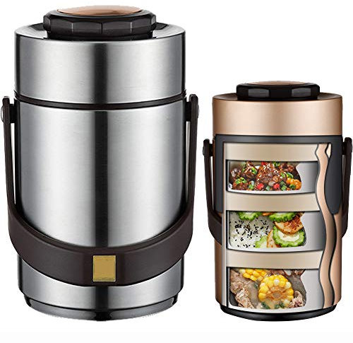 Thermos per alimenti，1.5L contenitore isotermico per alimenti,Vuoto Isolato Acciaio Inossidabile Thermos, Contenitore Termico per Alimenti, Portavivande Lunch Box Barattolo per Alimenti,Silver
