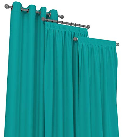 Market-Alley Vorhänge 2er Set Vorhang für Kinderzimmer Schlafzimmer Wohnzimmer Elegant Gardine mit Ösen/Taschenband/Kräuselband (114 Azurblau ; mit Kräuselband ; 135cm x 150cm)