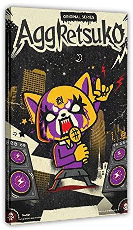 Anime Aggretsuko 12 Leinwand-Poster, Schlafzimmer, Dekoration, Sportlandschaft, Büro, Raumdekoration, Geschenk-Rahmen: 60 x 90 cm