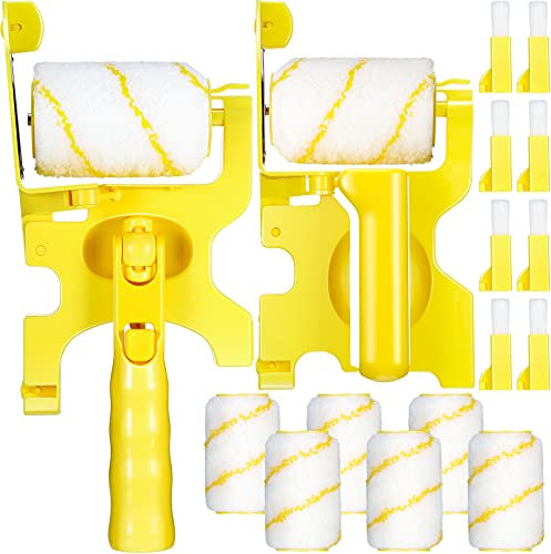 Tanlade 2 Sets Paint Edger Roller Pinsel Handheld Multifunktional Clean-Cut Paint Roller Paint Edger Combo Kit mit Extra 6 Ersatzrollen 8 Pinsel für Wanddecken Home Room Painting (XT, MX)