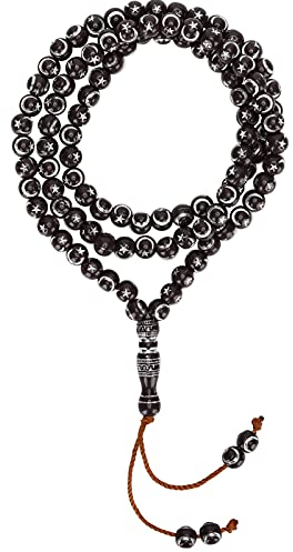 Buachois Gebetskette Islam 99 Perlen Muslimische Harz Mala Halskette Gebetsperlen Stretch Armband Muslim Tasbih Misbaha Koran Gebet Perlenarmband für Frauen Männer Geschenk, Schwarz