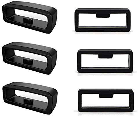 TopE Strap Rings with Holder, Rubber Watch Band Loop, Silicone Watch Strap Holder (22mm Width,Black)