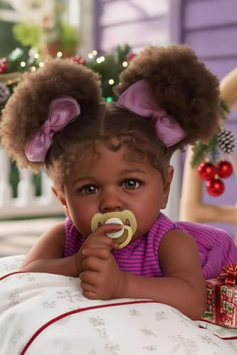 JIZHI 22 Inch Black Reborn Baby Doll, Soft Realistic Newborn & Accessories