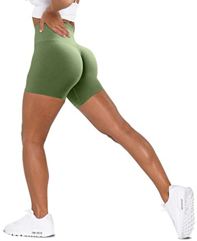 Unthewe Workout-Shorts für Damen, hohe Taille, nahtlos, für Fitnessstudio, Yoga, Booty-Shorts, Scrunch Dusty Green, Klein