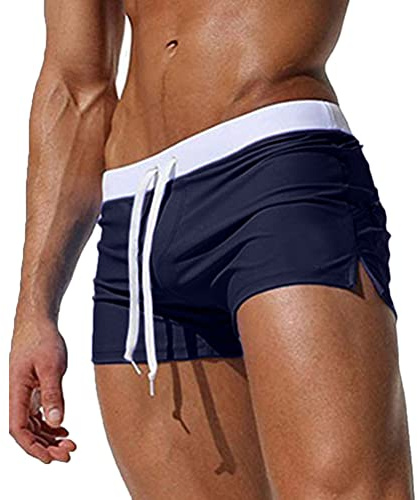 Oanviso Maillot de Bain Serrés pour Hommes avec Poche Zippe Boxer Trunks Shorts Shorts de Sports Nautiques avec Cordon de Serrage Classiques Couleur Unie Surf Shorts Swimpants