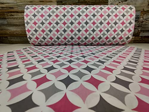 240cm Extrabreit Popeline Baumwolle Stoff Meterware ab 50cm 100% Baumwollstoff Stoffe Bastelstoff ÖKO-TEX Ranforce Kinderstoffe Stoffe Punkte Streifen Linien Kreise Sterne VP0G008 (Grau/Rosa)