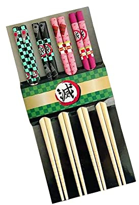 Palillos Reutilizables de Bambú, Estilo Anime Japonés - 4 Pares de Palillos Clásicos de Bambú Natural