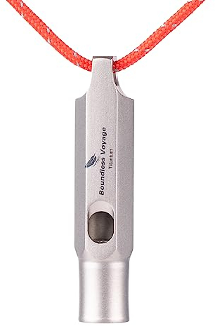 iBasingo Titanium Whistle Emergency Survival Safety Whistles with Lanyard Loud for Outdoor Camping Hiking Coaches Training Sports Keychain Whistle Signaling Tool (Ti9015O-1)