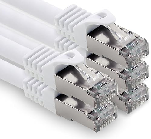 freiwerk 2,0m - weiss - 5 Stück CAT.7 Netzwerkkabel Lan Ethernet Patch Kabel S-FTP LSZH PIMF 10GB s RJ45 Stecker Cat6a