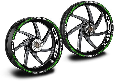 Adesivi cerchi moto compatibili con kawasaki z800 verde bianchi 17 pollici