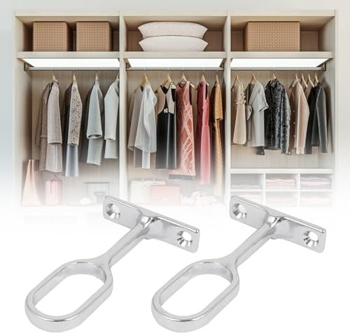 Support Tringle Penderie,Support pour Barre Penderie Ovale,Support Barre Penderie,Support de Tige de Bride,Alliage de zinc,pour Armoire Penderie Vetement,Tringle Rideau Plafond,2 Pcs