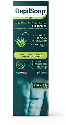 Depilsoap® - Enthaarungscreme für Herren – Packung mit 150 ml – geeignet für alle Hauttypen – ohne Ammoniak – angereichert mit natürlichen Inhaltsstoffen wie Aloe und Vitamin E