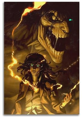 Attack on Titan Anime Role Eren Jaeger Cool Art Poster Dekorative Malerei Leinwand Wandkunst Wohnzimmer Poster Schlafzimmer Malerei,Wandkunst Bilddruck Moderne Familienzimmer Dekor 12x18inch(30x45cm)