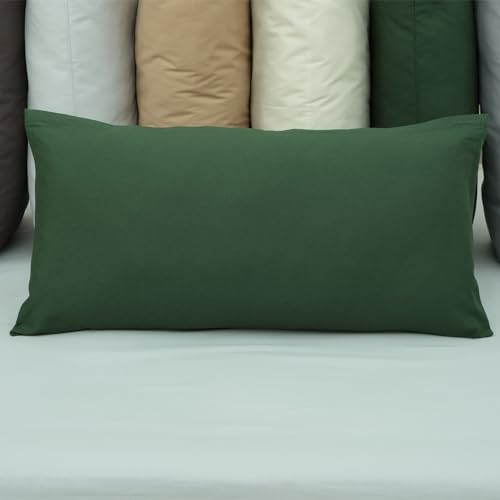 Vency Kissenbezug 40x80 Dunkelgrün 100% Baumwolle, Kopfkissenbezug 40x80 mit Reißverschluss, nur Kissenbezug