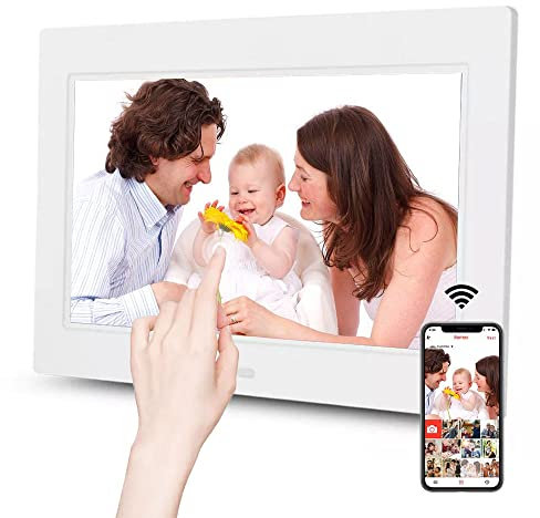 Digitaler Bilderrahmen 8,7-Zoll WLAN Elektronischer Digitaler Bilderrahmen 1280×800 HD IPS Touchscreen, Foto/Video Player/Kalender/Wecker, Teilen Fotos über Framo App