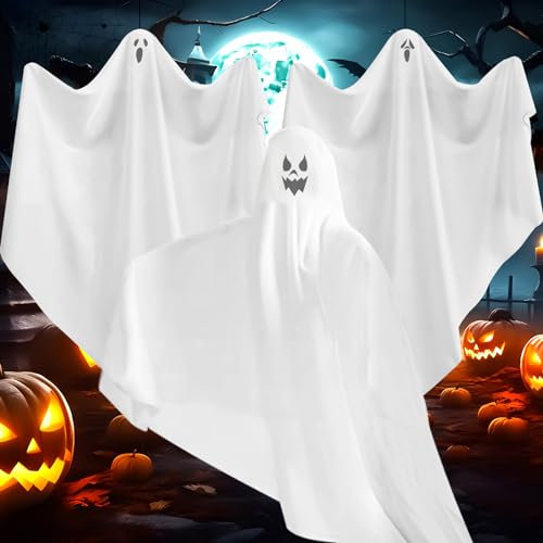 ZQEJEFD 3PCS Fantasma Appeso di Halloween - Decorazione per Casa, Interni, Esterni e Prato - Puntelli per Festa di Halloween