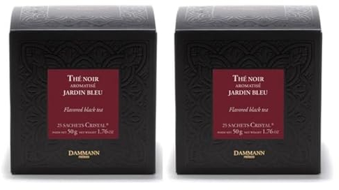 Lot de 2 - Dammann Jardin Bleu - Thé noir parfumé à la rhubarbe et aux fraise, 25 sachets