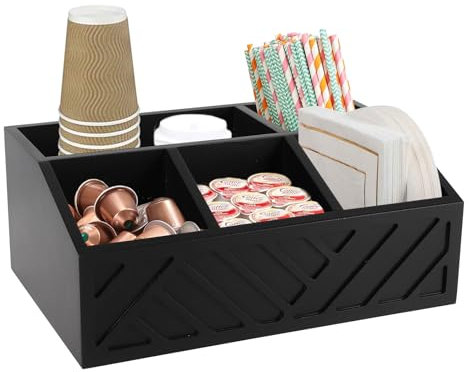 Gzsekken Coffee Station Organizer for Countertop,2 Tier Coffee Bar Station,Black Coffee Bar Accessories Organizer Kitchen Counter Shelf,Tea and Coffee Condiment Storage,Coffee Caddy for Home,Office