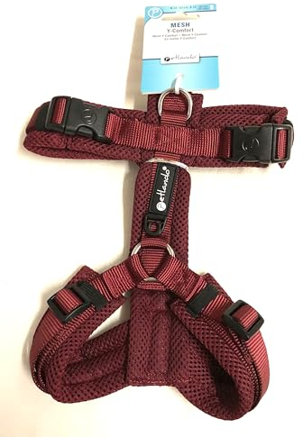 Petlando Hundebrustgeschirr Mesh Y-Comfort Bordeaux S (Halsumfang 34-62 cm, Brustumfang 44-60 cm)