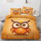 Sommer Bettwäsche 135x200 Eule Kinder - Orange Eulenmotiv Bettbezug 135 x 200 2er Set mit Kissenbezug 80x80, Weiche Mikrofaser Sommerbettwäsche mit Reißverschluss für Schlafzimmer Deko U-&8
