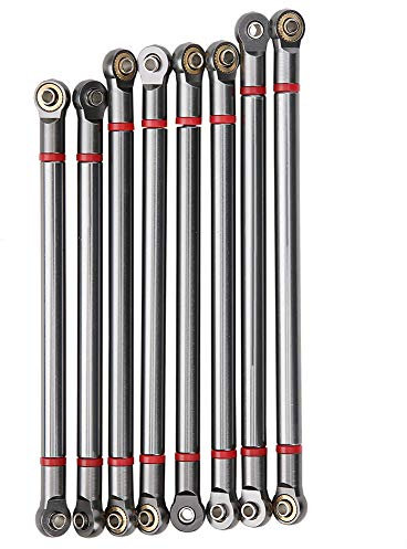PUNELE RC Car Link Rod,RC Car Chassis Link Rod,Aluminium Alloy Link Rod RC Accessory for SCX10 1/10 Scale 313mm Wheelbase RC Crawler Car (Black Blue)