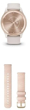 Garmin vívomove Trend, Stylish Hybrid Smartwatch with up to 5 days battery life, Ivory & Quick Release Band (20 mm) - Blush Pink with Light Gold