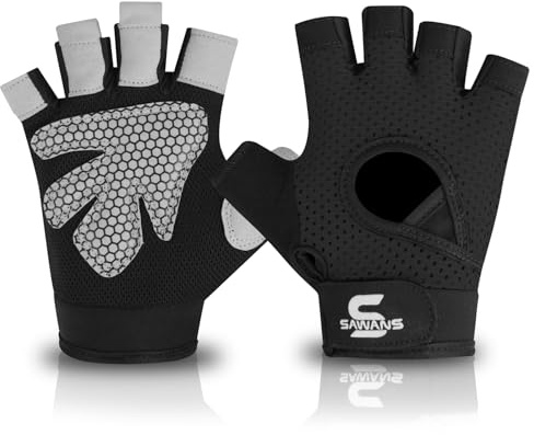 SAWANS Fitness-Handschuhe für Damen und Herren, bester Fitness-Handschuh für Workout und Training, Gewichtheben, Handschuhe mit Handgelenkstütze, rutschfester Griff, Silikon-Handflächenschutz, gute