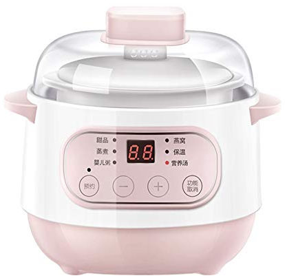 1L Electric Slow Cooker with Ceramics Water Stew Pot - Smart Reservation Household Kitchen Appliance with Timing Function 200W