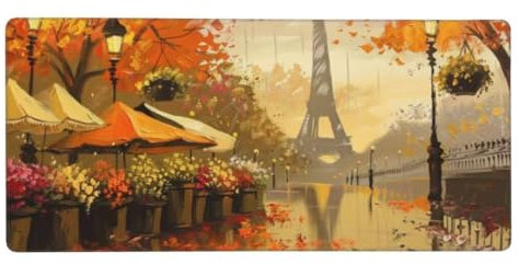 Gaming Tapis de Souris Tour, Grand Tapis de Souris XXL 900x400x3mm, Rue Tapis Souris Clavier et Bureau Surface Lisse et Base en Caoutchouc Anti-dérapant Soft Cloth, PC et Ordinateur Portable N1-420