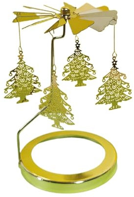 Teelichthalter Schneemänner, Goldenes Karussell, Windmühle, Festliche Kerzen, Metall Kerzenhalter für Gold 8,4 x 13,5 cm/3,31 x 5,31 Zoll für Weihnachtsdekorationen