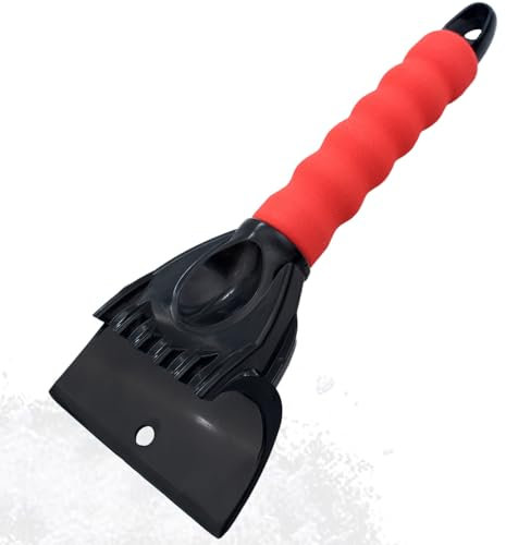 1pcs Rascador Hielo Coche,Rascador de Hielo Coche ABS,Raspador de Hielo,Parabrisas de Coche Pala de Nieve,para Escarcha,Nieve,Hielo en Coche para Parabrisas y Ventanas,Negro+Rojo