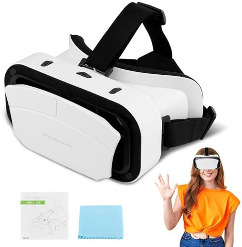 Ssiyiya Virtual Reality Goggles, 3D VR Glasses Adjustable VR Virtual Reality Headset with Wide Angle Lens, Universal 3D VR Headset for Kids Adults, HD Goggles For Phone Movies Games