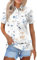 DIYIOUZHOU Short Sleeve T Shirts for Women UK My Orders Placed 2025 Trendy Polo Shirts for Women UK Casual Golf Button Short Sleeve Floral Print Lapel Top Cozy Lady Golf Tops 01-White M