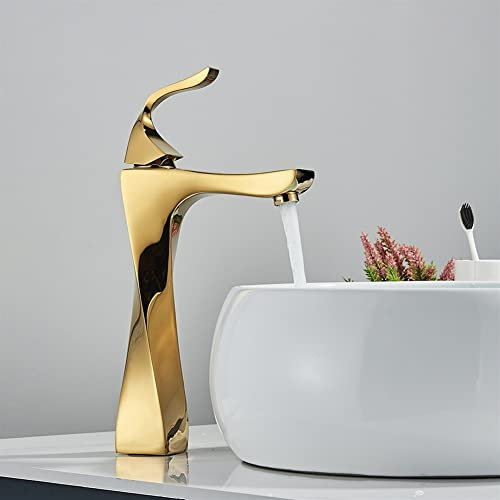 Moderne Bronze Badezimmer Waschtischarmatur mit Deckmontage Einhebel Kalt-Heiß-Armaturen für WC, Waschbecken in Bad oder Küche, Hochglanzpolitur