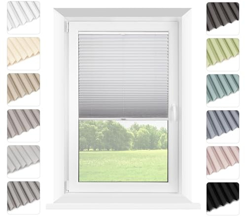 Mardom Thermo Plissee mit Bohren Stein 190 x 150 cm | Aluminiumschienen, Höhenverstellung & Blickdicht, für Sonnenschutz und Privatsphäre, Einfach zu Montieren