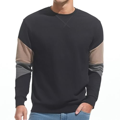 VEIISAR Herren Sweatshirt mit Rundhalsausschnitt Männer Basic Pullover Langarmshirts Freizeit Sport Shirt (615 Black XL)