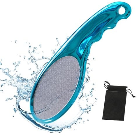 Nano-Glass Foot File Foot Callus Remover with Glass Etching Technology Portable Handheld Sized Foot Scraper for Cracked Heel for Wet and Dry Feet (Shinning Blue)