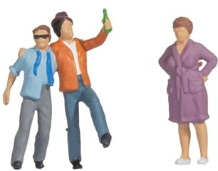 NOCH H0 Funny Scenes Drinking Brothers Humorous Model Figure Group, 1:87 (H0) Scale, Ideal for City and Village Settings