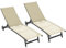 Outsunny Lot de 2 Bains de Soleil transat Chaise Longue inclinable en Aluminium et textilène avec roulettes Dossier Multipositions Charge Max. 150 Kg Kaki