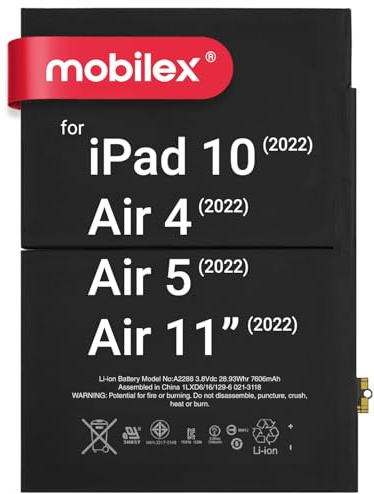 MOBILEX Akku A2288 für iPad Air 4/5/iPad 10, 7606 mAh, OEM, interner Ersatz, vorinstallierter Aufkleber, Originalkapazität