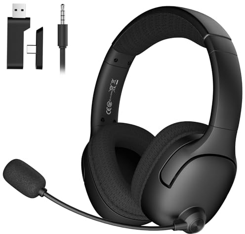 Rumoon Cuffie da gioco wireless per Nintendo Switch/Lite/OLED, cuffie da gioco wireless con microfono per Nintendo Switch Fortnite/Sports - Nero