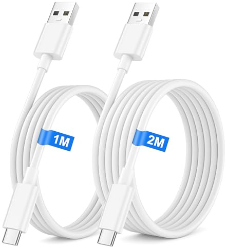 Cavo USB A to USB C, [1M+2M] Cavo Ricarica Rapida Type C per iPhone 17/16/15 Pro Max, Air,Plus,AirPods Pro 2a/3a generazione/ 4, iPad 10a generazione,Samsung Galaxy S26 S25, Cavetto USB Cellulare C