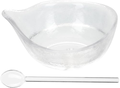 Healifty Glass Facial Mask Mixing Bowl Set with Spoon Essential Oil Bowl for DIY Mask Mixing Skincare Salon Spa and Home Beauty Use