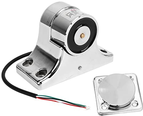 Fyearfly Support de porte électromagnétique en alliage de zinc DC24 V 55 kg Ventouse Arrêt incendie Argent Déverrouillage automatique avec kit de fixation pour locaux commerciaux et publics